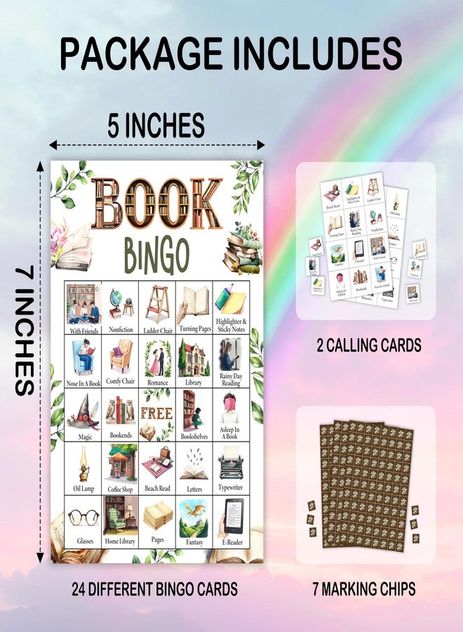 Mueddur Book Party Bingo Game Card, Bookish Bingo Set for Adults Large Group Family Friends, Book Club Reading Group Activities, Bookclub Meeting Icebreaker Games for 24 Players -23 - Image 2